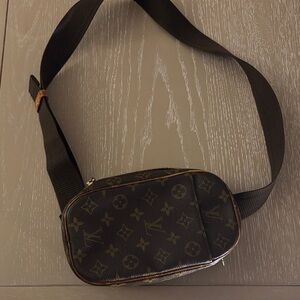 Louis Vuitton Brown Monogram Belt Bag with Black Strap